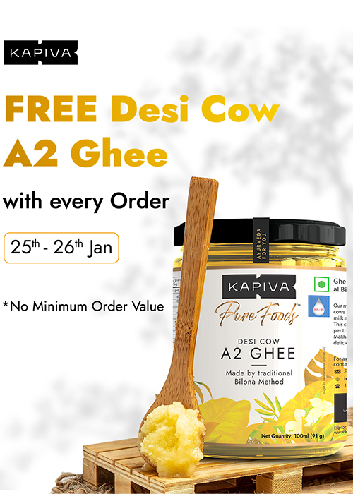 Free  A2 Desi Cow Ghee On Every Order. No Minimum Order Value