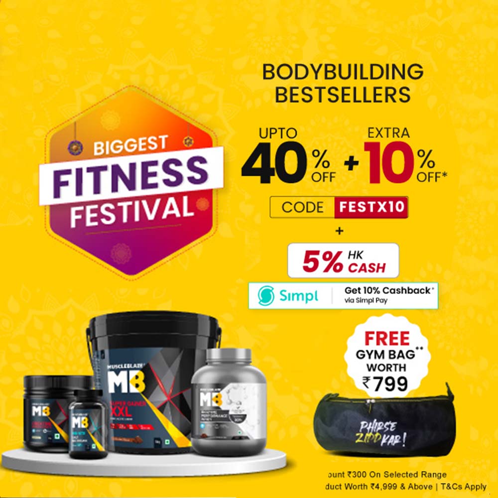 Upto 40% Off + Extra 10% Off + 5% HK Cash on Muscleblaze products